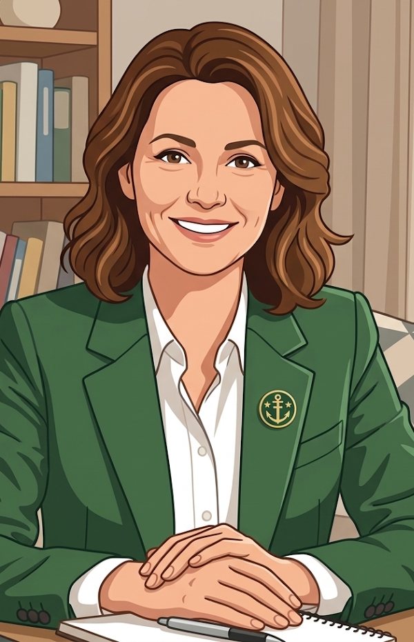 Illustrated portrait representing Rowan, Belvedere's AI admissions assistant